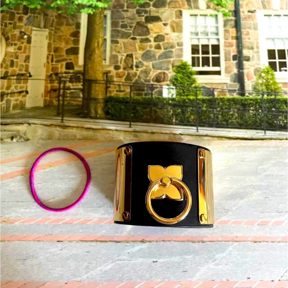 BCBG Leather and Brass Cuff